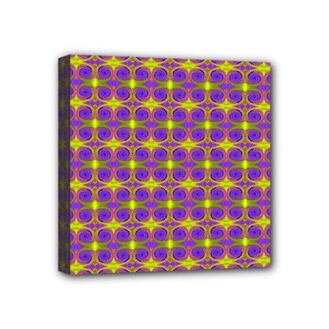 Purple Yellow Swirl Pattern Mini Canvas 4  X 4  by BrightVibesDesign