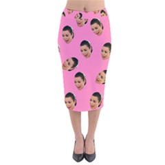 Crying Kim Kardashian Velvet Midi Pencil Skirt by Valentinaart