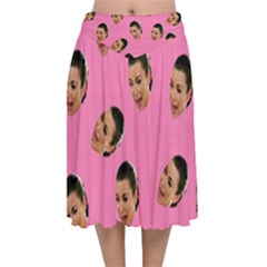 Crying Kim Kardashian Velvet Flared Midi Skirt by Valentinaart