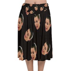 Crying Kim Kardashian Velvet Flared Midi Skirt by Valentinaart