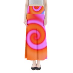 Swirl Orange Pink Abstract Full Length Maxi Skirt by BrightVibesDesign