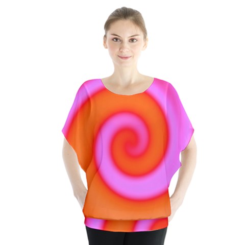 Swirl Orange Pink Abstract Blouse by BrightVibesDesign