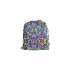 Colorful Flowers Drawstring Pouches (xs)  by LoolyElzayat