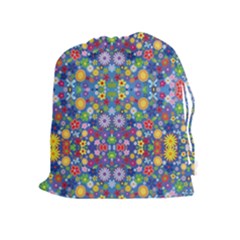 Colorful Flowers Drawstring Pouches (extra Large) by LoolyElzayat