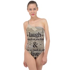 Motivational Calligraphy Grunge Classic One Shoulder Swimsuit by Sapixe