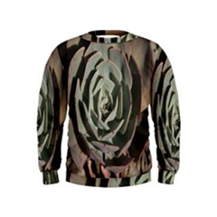 Succulent Green Pink Rosettes Kids  Sweatshirt by Sapixe