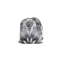 Black And White Fanned Feathers In Halftone Dots Drawstring Pouches (xs)  by jayaprime