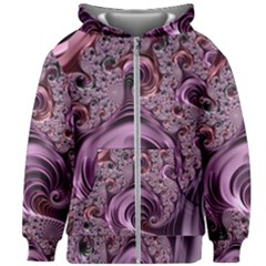 Purple Abstract Art Fractal Kids Zipper Hoodie Without Drawstring by Sapixe