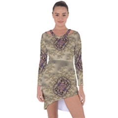 Fractal Art Colorful Pattern Asymmetric Cut-out Shift Dress by Sapixe
