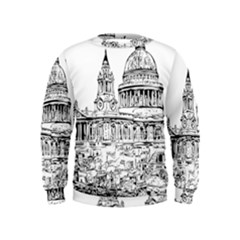 Line Art Architecture Church Kids  Sweatshirt by Sapixe