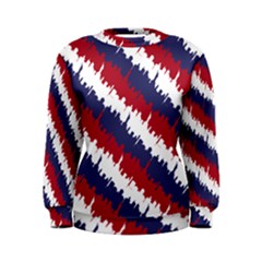 Ny Usa Candy Cane Skyline In Red White & Blue Women s Sweatshirt by PodArtist