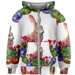 Easter Eggs Rabbit Celebration Kids Zipper Hoodie Without Drawstring by Sapixe