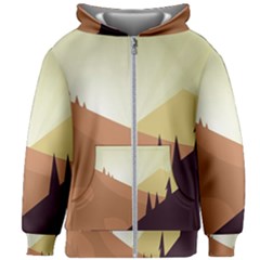 Sky Art Silhouette Panoramic Kids Zipper Hoodie Without Drawstring by Sapixe