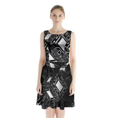 Technoid Future Robot Science Sleeveless Waist Tie Chiffon Dress by Sapixe