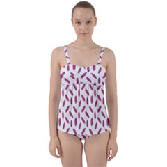 Cacao Fruits Pattern Twist Front Tankini Set by dflcprints