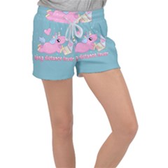 Long Distance Lover - Cute Unicorn Women s Velour Lounge Shorts by Valentinaart