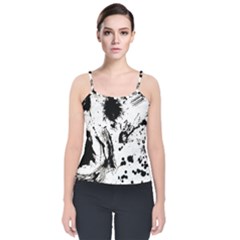 Pattern Color Painting Dab Black Velvet Spaghetti Strap Top by Sapixe
