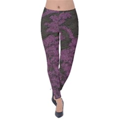 Purple Black Red Fabric Textile Velvet Leggings by Sapixe