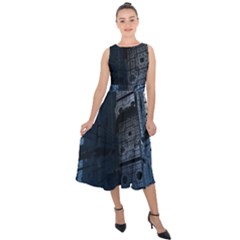 Graphic Design Background Midi Tie-back Chiffon Dress by Sapixe