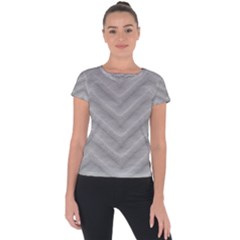 White Fabric Pattern Textile Short Sleeve Sports Top  by Sapixe