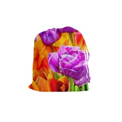 Tulip Flowers Drawstring Pouches (medium)  by FunnyCow