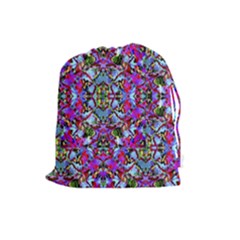 Multicolored Floral Collage Pattern 7200 Drawstring Pouches (large)  by dflcprints