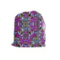 Multicolored Floral Collage Pattern 7200 Drawstring Pouches (Large)  View1