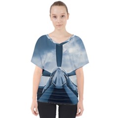 Propeller - Sky Challenger V-neck Dolman Drape Top by FunnyCow