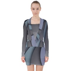 Abstract Background Abstraction V-neck Bodycon Long Sleeve Dress by Nexatart