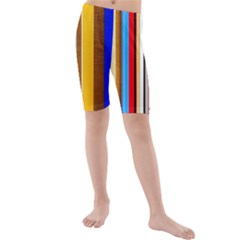 Colorful Stripes Kids  Mid Length Swim Shorts by FunnyCow