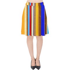 Colorful Stripes Velvet High Waist Skirt by FunnyCow