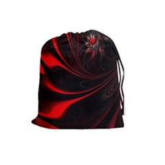 Abstract Curve Dark Flame Pattern Drawstring Pouches (large)  by Nexatart