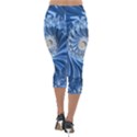 Blue Fractal Abstract Spiral Lightweight Velour Capri Leggings  View2