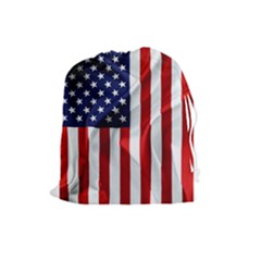 American Usa Flag Vertical Drawstring Pouches (large)  by FunnyCow