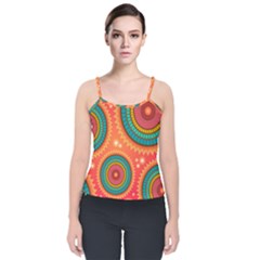 Background Texture Mosaic Pink Velvet Spaghetti Strap Top by Nexatart