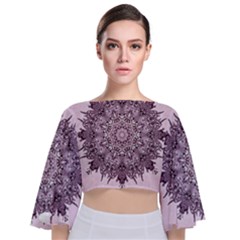 Mandala Pattern Fractal Tie Back Butterfly Sleeve Chiffon Top by Nexatart