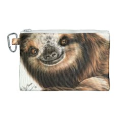 Sloth Smiles Canvas Cosmetic Bag (large) by ArtByThree