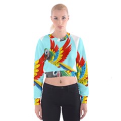 Parrot Animal Bird Wild Zoo Fauna Cropped Sweatshirt by Sapixe