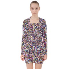 Pattern Abstract Decoration Art V-neck Bodycon Long Sleeve Dress by Nexatart