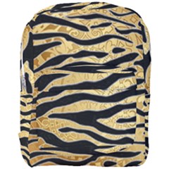 Golden Vector Embossed Golden Black Zebra Stripes Full Print Backpack by flipstylezfashionsLLC