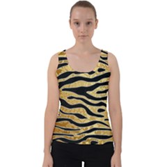 Golden Vector Embossed Golden Black Zebra Stripes Velvet Tank Top by flipstylezfashionsLLC