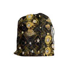 Decorative Icons Original Gold And Diamonds Creative Design By Kiekie Strickland Drawstring Pouches (large)  by flipstylezfashionsLLC