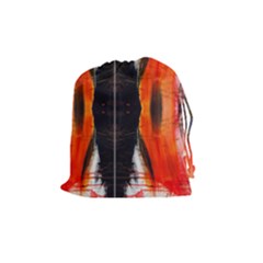 Retro Native Orange Graffiti By Kiekie Strickland Drawstring Pouches (medium)  by flipstylezfashionsLLC