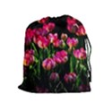 Pink Tulips Dark Background Drawstring Pouches (Extra Large) View1