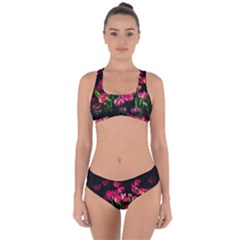 Pink Tulips Dark Background Criss Cross Bikini Set by FunnyCow