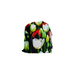 White And Red Sunlit Tulips Drawstring Pouches (xs)  by FunnyCow