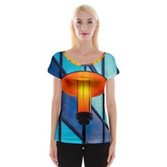 Orange Light Cap Sleeve Tops by FunnyCow