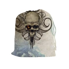 Awesome Creepy Skull With  Wings Drawstring Pouches (extra Large) by FantasyWorld7