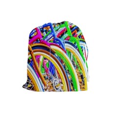 Colorful Bicycles In A Row Drawstring Pouches (large)  by FunnyCow