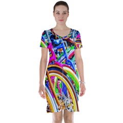 Colorful Bicycles In A Row Short Sleeve Nightdress by FunnyCow